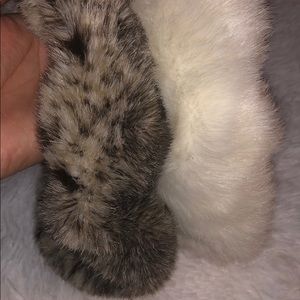 Two vintage faux fur headbands